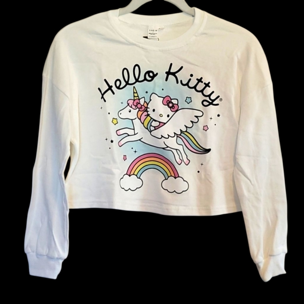 NWT Hello Kitty girls white sweatshirt 100% cotton